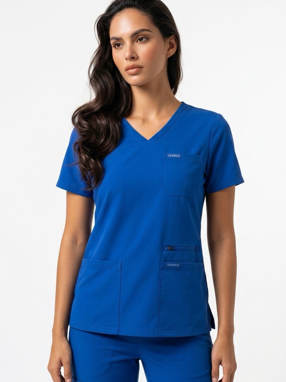 Jaanuu Women's V-Neck Scrub Top - Cobalt Blue